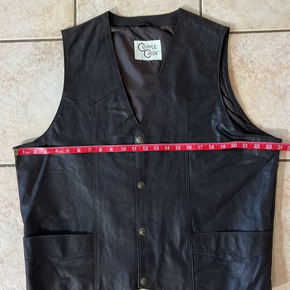 Men’s Antique Suede Leather Vest Snap Buttons Espresso‎ Brown, Sz Large - Picture 10 of 11